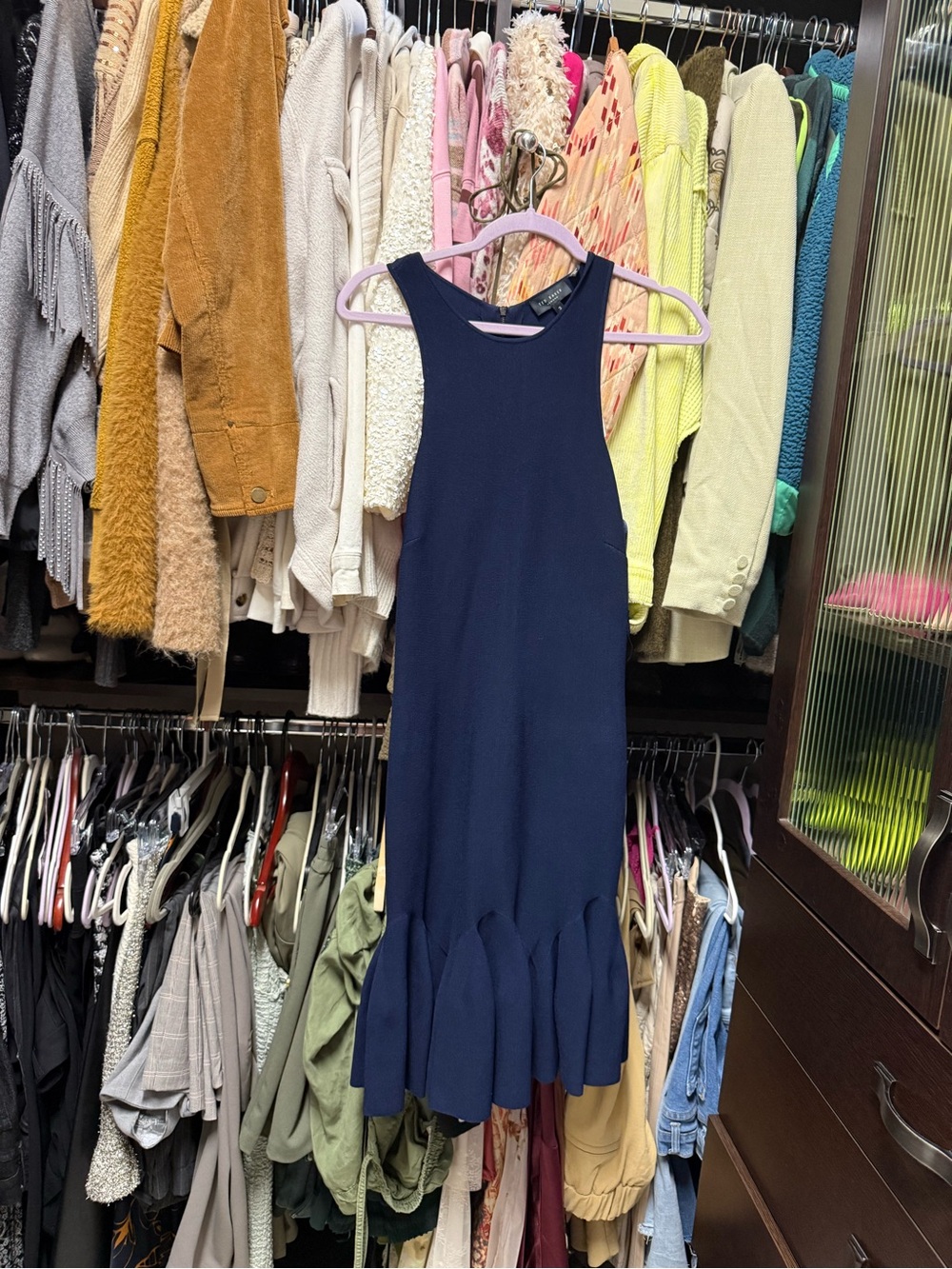 Ted Baker Navy Zip-Front Sleeveless Dress